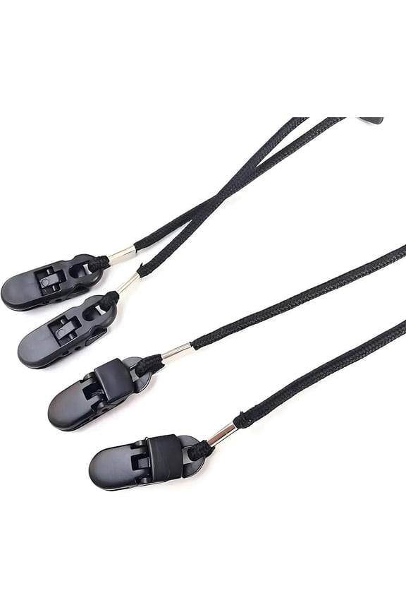 Adjustable Hat Strap with Cord Lock & Clips - Anti-Loss Windproof Strap for Outdoor  (Black)