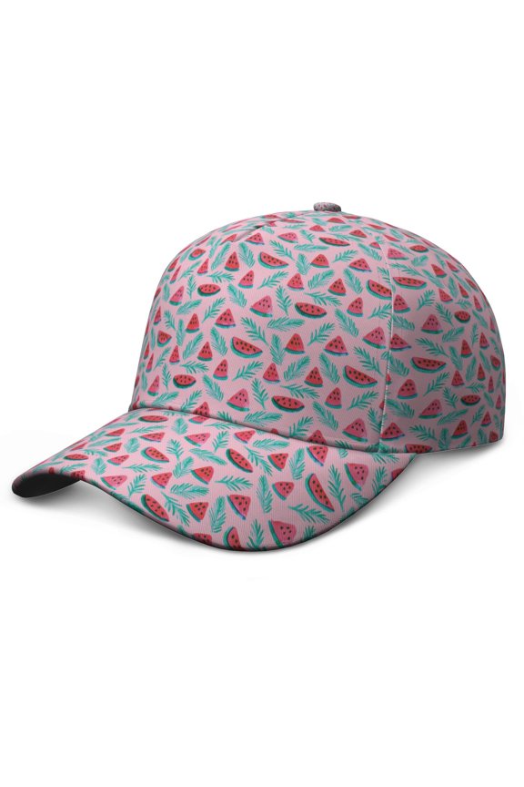 Adjustable Hat Watermelon Cute Summer Fruit Tropical Pattern Print Aesthetic Watermelon Lovers Sunshine Beach Summer Party Fresh Geometric Refresh Baseball Cap