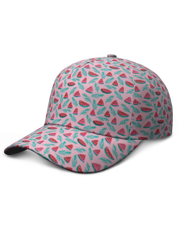 Adjustable Hat Watermelon Cute Summer Fruit Tropical Pattern Print Aesthetic Watermelon Lovers Sunshine Beach Summer Party Fresh Geometric Refresh Baseball Cap