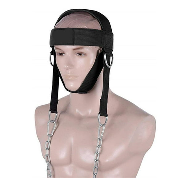 Adjustable Head Harness for Neck Strength Training | Weight Lifting Neck Exercise Builder with Heavy Duty Metal Chain | Muscle Conditioner for Athletes