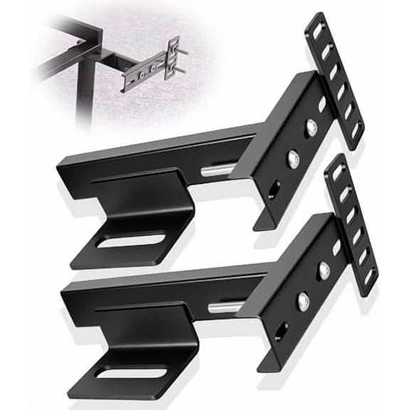 Adjustable Headboard Brackets for Metal Bed Frame with Footboard Extension Kit - Universal Heavy Duty Headboard Mounting Brackets Fit Twin, Full, Queen, King Size Beds, 2 Pack Matte Black
