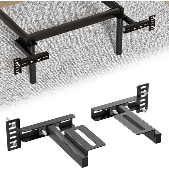 Adjustable Headboard Brackets for Metal Bed Frames  Universal Headboard Attachment Kit with Footboard Extension | Fits Twin, Full, Queen, King Beds, 2 Pack (Black)