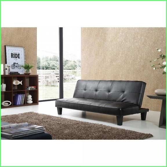 Adjustable Headboard Button Tufted Sofa Bed  57W x 81D x 47H  Living Room/Bedroom | Black | Wood | Armless