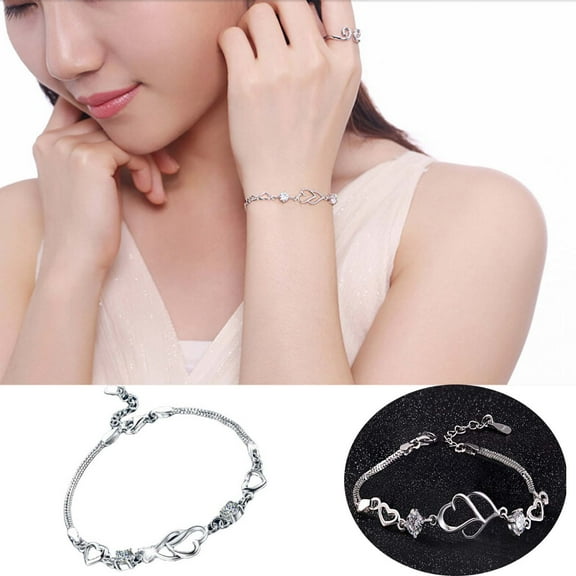 Adjustable Heart Bracelet for Women Girls Cubic Zirconia Birthstone Charm Bangle Jewelry