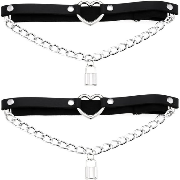 Adjustable Heart Leg Garter Belt Heart with Chain Elastic Thigh Garters for Women 2Pcs