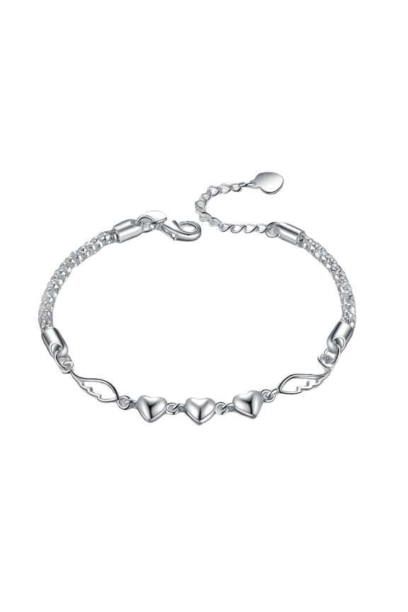 Adjustable Heart Pendant Angel Wings Bracelet Metal Friendship Gift 1 Piece