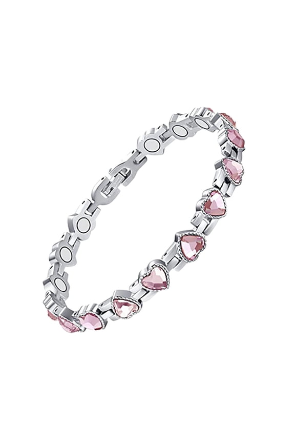 Adjustable Heart Shaped Gemstone Bracelet With Alloy Chain For Joint Discomfort Relief