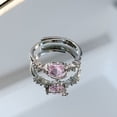 thumbnail image 1 of Adjustable Heart Ring For Women Pink Zirconium Silver, 1 of 5