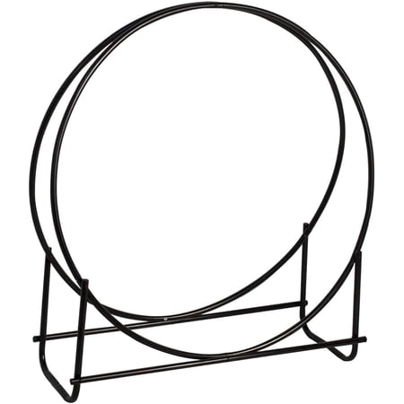 Adjustable Heavy Duty 40 Inch Thick Tubular Steel Hoop Style Log Rack with Powder Coated Finish for Wood Stacking, Black