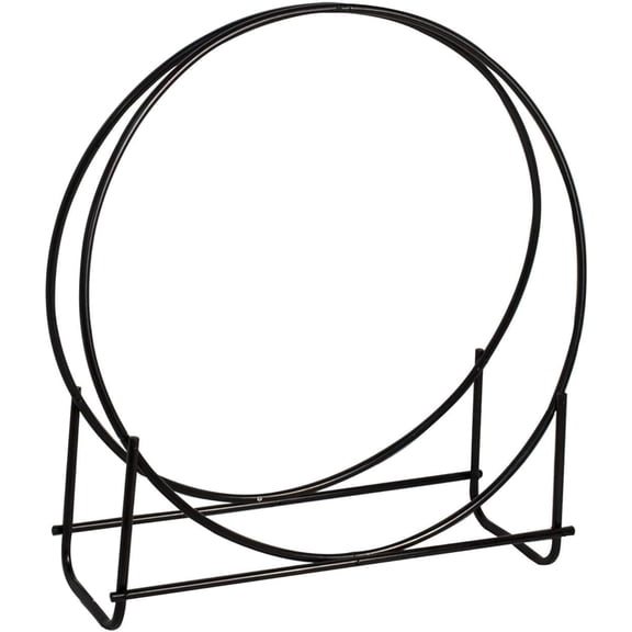 Adjustable Heavy Duty 40 Inch Thick Tubular Steel Hoop Style Log Rack with Powder Coated Finish for Wood Stacking, Black