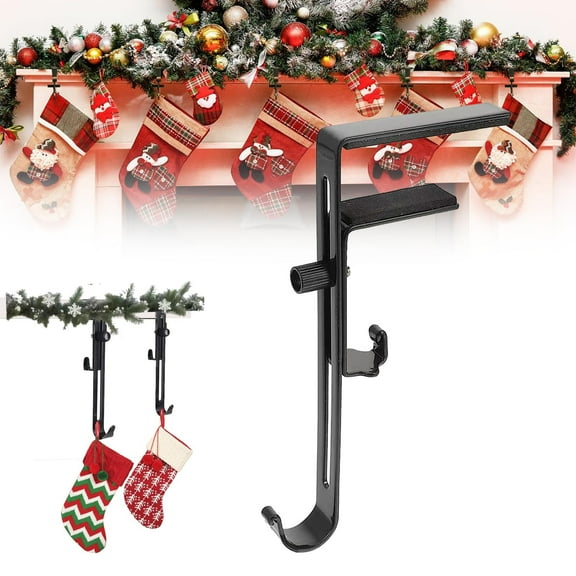 Adjustable Heavy Duty Brick Hanger for Fireplace Stocking & Garland | Double Hook Design | No Screws or Drilling | Fits 0.6" to 2.4" Mantels | Rust-Resistant Aluminum