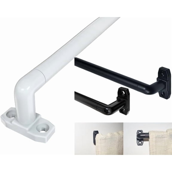 Adjustable Heavy Duty Curtain Rod 28-48 Inch, Lock Seam, 2.5 Inch Projection, Black, Hardware Included, 2-Pack