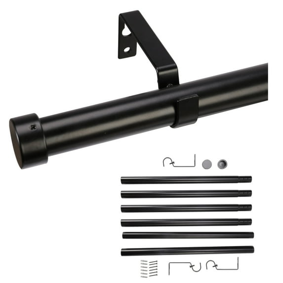 Adjustable Heavy Duty Easy Install Curtain Rods Set for Outdoor, Patio, Farmhouse, Bedroom, Living Room(Black, 36"-88")