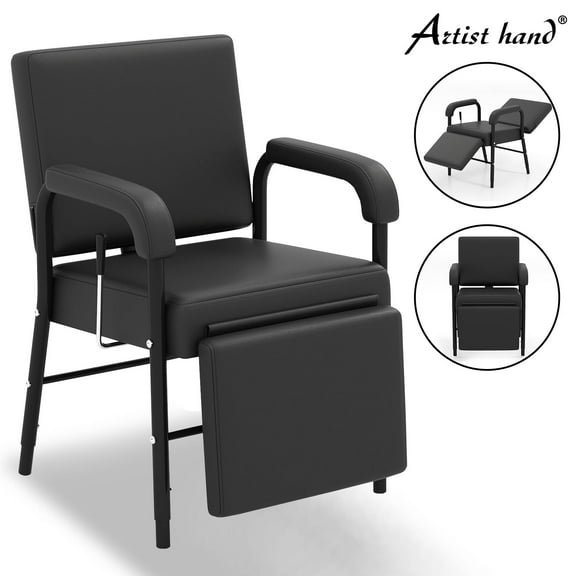 Adjustable Heavy Duty Reclining Shampoo Chair with Leg Support Salon Beauty Spa for Barber Shop(Black)