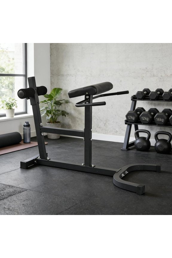 Adjustable Heavy-Duty Roman Chair with Hyperextension Machine for Lower Back, Glutes, and Hamstrings; 440-lb Capacity Abdominal Bench for Core Training