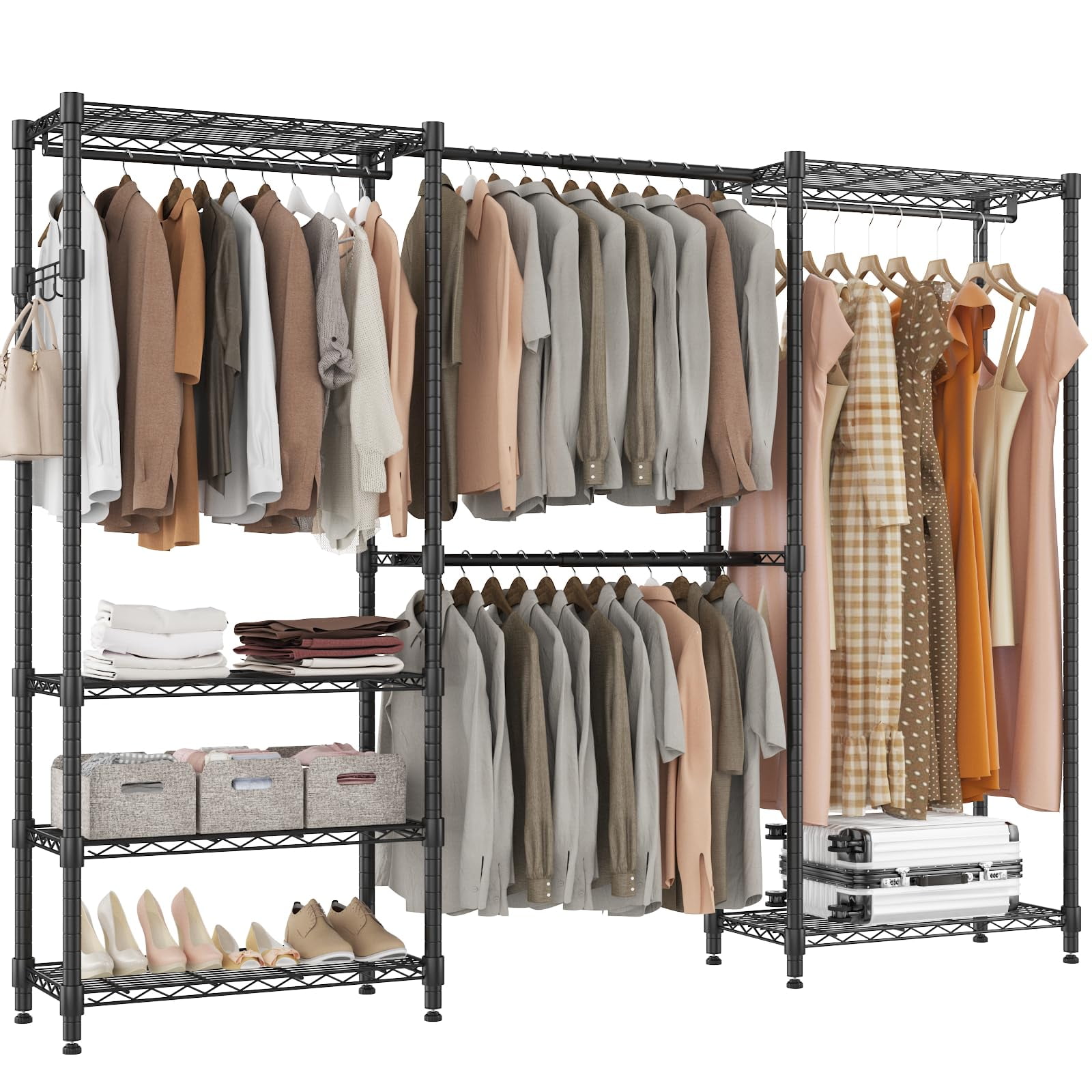 Adjustable Heavy Duty Wardrobe Closet Organizer - Expandable Metal ...