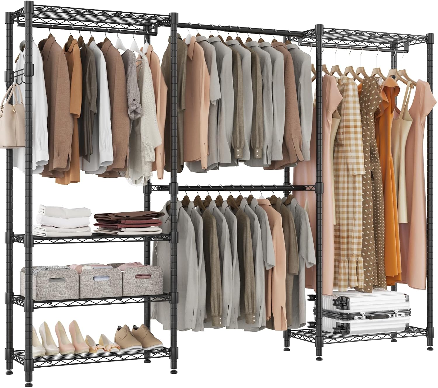 Adjustable Heavy Duty Wardrobe Closet Organizer - Expandable Metal ...
