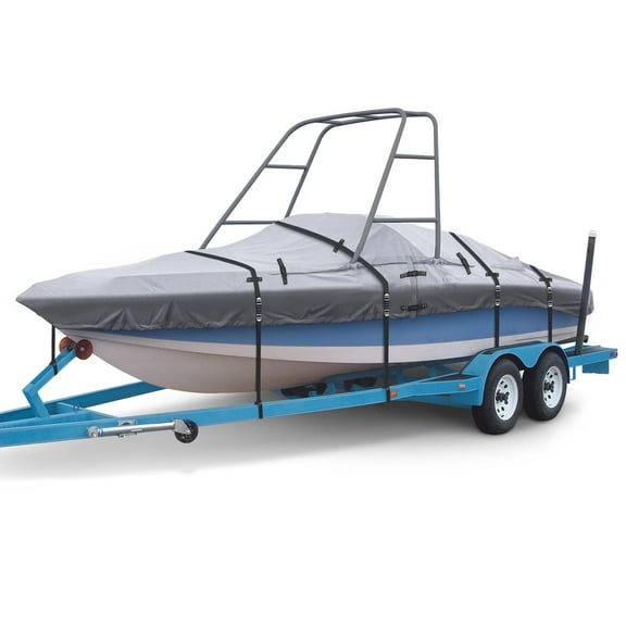 Adjustable Heavy Duty Waterproof 900D Heavy-Duty Waterproof Ski & Wakeboard Tower Boat Cover, V-Hull Fishing Tournament Boat Cover,Boat Hardware Accessories