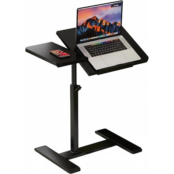 Adjustable Height 20-31 In Mobile Standing Desk with Wheels Tiltable Pneumatic Lift Steel Frame for Home Office