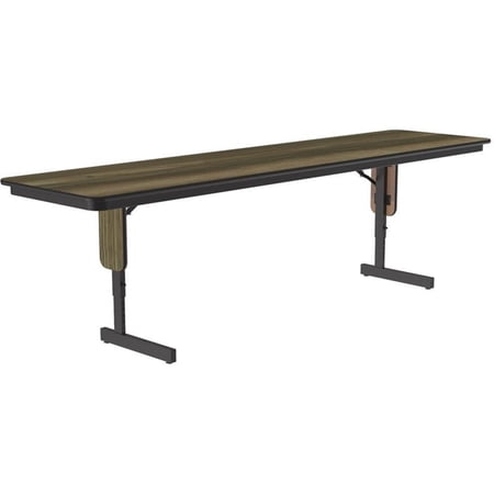 Adjustable Height 3/4"High Pressure Folding Seminar Table Colonial Hickory Brown