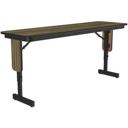 Adjustable Height 3/4 High Pressure Folding Seminar Table Colonial Hickory Brown
