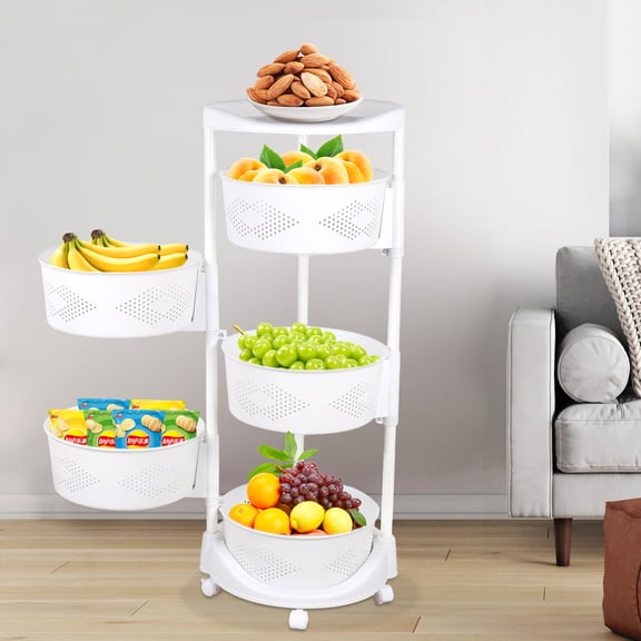 Adjustable Height 3-Tier Storage Basket with 5 Lockable Casters – Durable Carbon Steel & Plastic Rack for Kitchen, Bathroom, and Home Organization – 50kg Capacity
