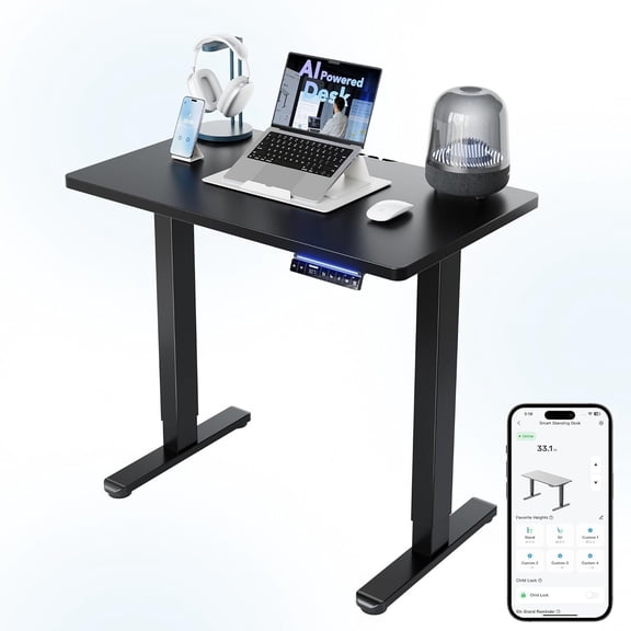 Adjustable Height 32" Small Electric Standing Desk, Sit Stand Up Desk for Home Office & Computer Workstation, 4 Memory Height Settings