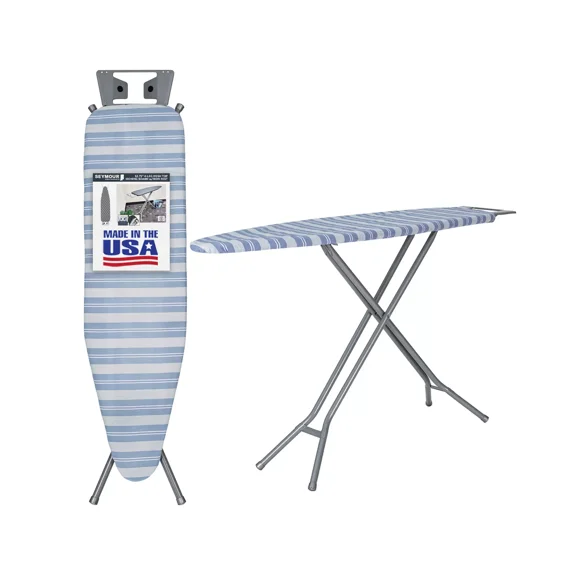 Adjustable Height 4 Leg Ironing Board with Mesh Top and Iron Rest