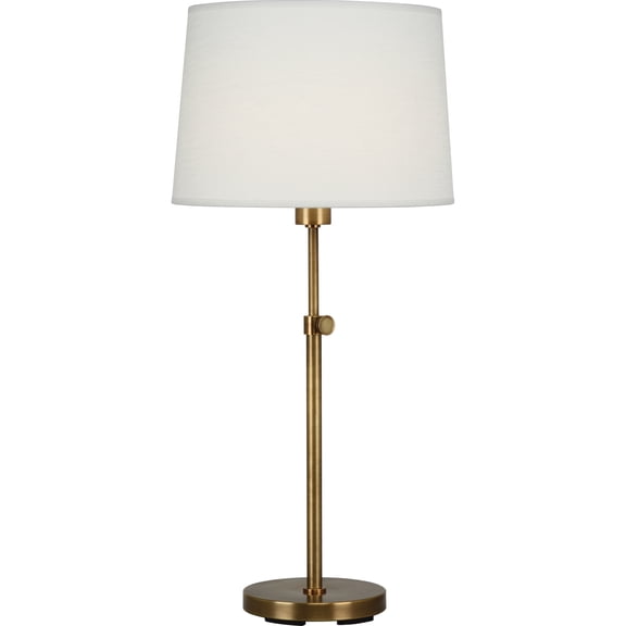 Adjustable Height Aged Brass Table Lamp with Oyster Linen Shade - Perfect for Contemporary & Transitional Spaces
