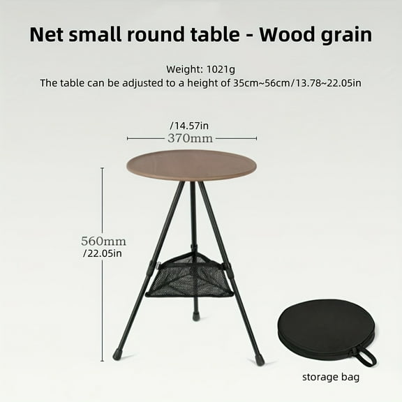 Adjustable Height Aluminum Folding Table - Lightweight Round Design - Detachable Legs for Camping, Picnics & Beach (Black)