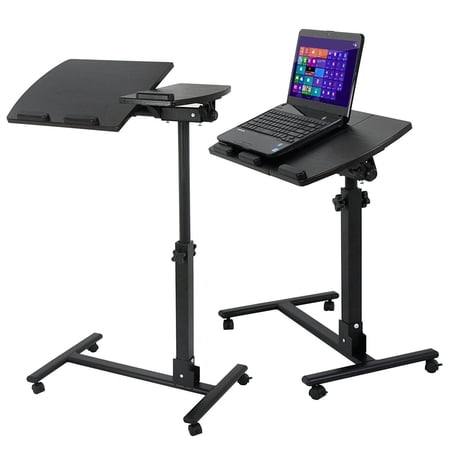 Adjustable Height & Angle Black Rolling Swivel Laptop Desk