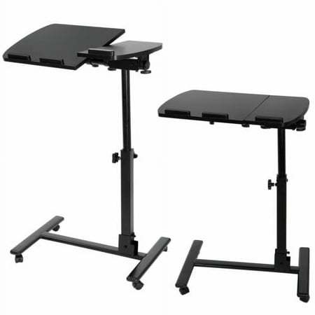 Adjustable Height Angle Rolling Laptop Desk Stand Table Tilting Top Movable