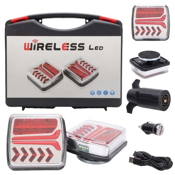 Magnetic Wireless Trailer Lights, Rechargeable LED Trailer Light for Towing Truck, Waterproof Tail Tow Lights Kit for RV Camper Boat Caravan, Portable Turn Signal Brake Running Stop