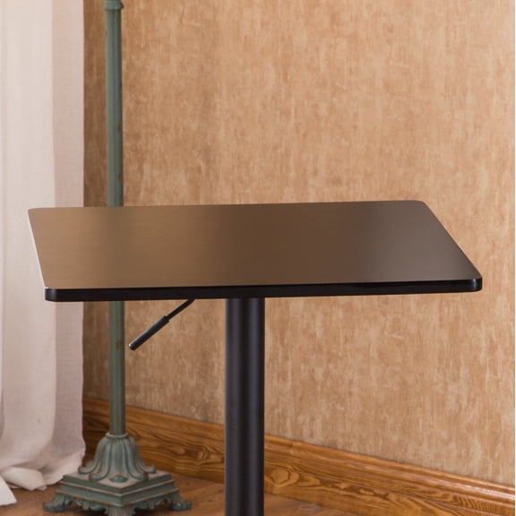 Adjustable Height Bar Table with Black Square Top and Metal Base - Space Saving Counter Height Table for Small Kitchen, Dining, and Living Room, 24x24x36 Inches, MDF+Metal
