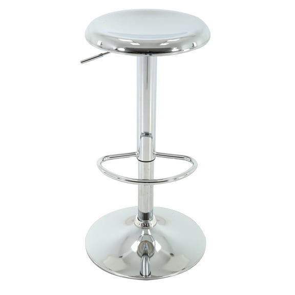 Brage Living Adjustable Bar Stool, Swivel Round Metal Airlift Barstool, Backless Counter Height Bar Chair for Kitchen Dining Room Pub Cafe (Chrome)