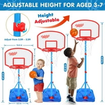 Adjustable Height Basketball Hoop for Kids, Portable Indoor Outdoor Basketball Set with  Balls