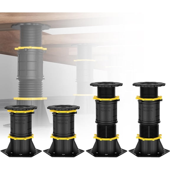 Adjustable Height Bed Support Legs – Heavy Duty Metal Replacement Legs for Bed Frame, Slats, and Furniture