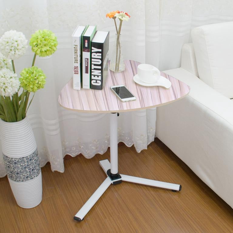 Adjustable Height Bedside Table, Laptop Desk with Triangle Stand, Space-Saving Waterdrop Shape, Metal Frame for Bedroom Living Room