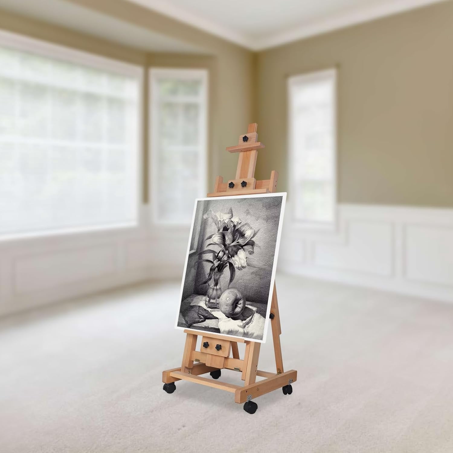 Adjustable Height Beech Studio Easel H-Frame, Wood Painting Easel for ...