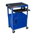 thumbnail image 1 of Adjustable Height Blue Metal A/V Cart With Pullout Keyboard Tray And Cabinet, 1 of 4