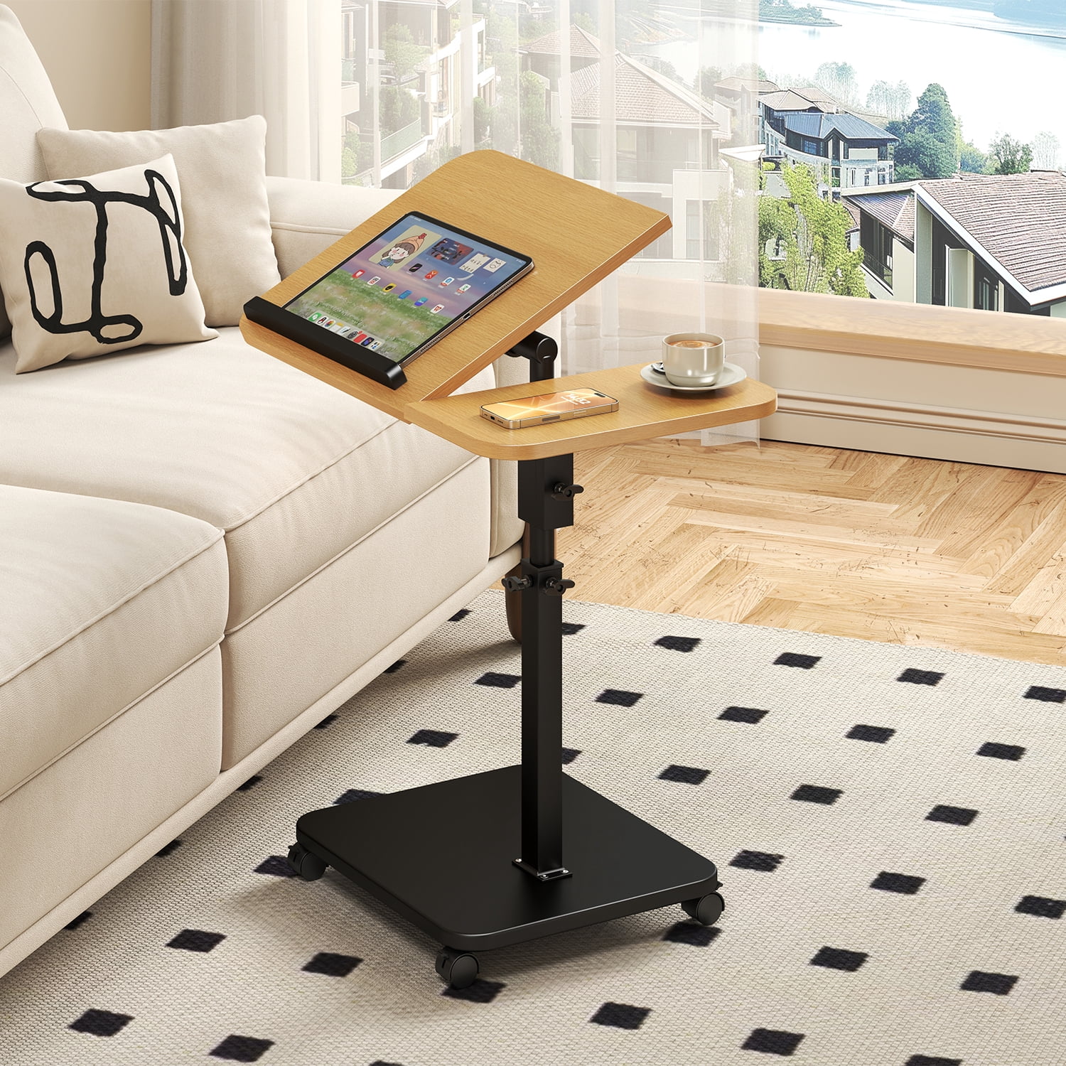 Adjustable Height C-Shaped Laptop Desk - 180° Swivel, Mobile Sofa Side ...