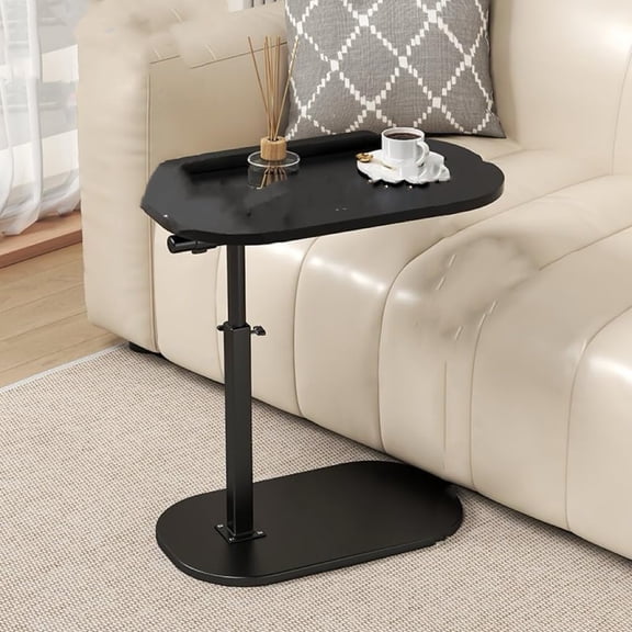Adjustable Height C Shaped Side Table,360°Swivel Flip Top C Shaped End Table for Couch,C Shaped Laptop Stand Coffee Table for Sofa/Bed/Bathtub (Black)