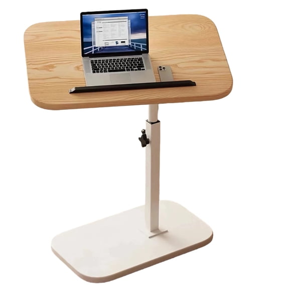 Adjustable Height C Shaped Side Table, Mobile Laptop Desk and Snack End Table for Couch/Sofa/Bed,360° Swivel Rotating Tabletop TV Tray Nightstand