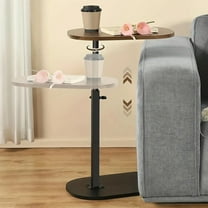 Adjustable Height C Shaped Side Table, Mobile Laptop Desk and Snack End Table for Couch/Sofa/Bed,360° Swivel Rotating Tabletop TV Tray Nightstand