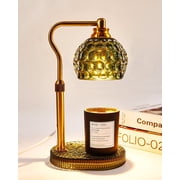 Adjustable Height Candle Warmer Lamp with Timer, Dimmable All Glass Candle Lamp Warmer Wax Warmer Lamp with 2 Bulbs, Elegant Home Decor