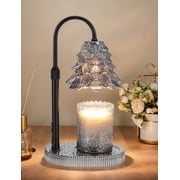 Adjustable Height Candle Warmer Lamp with Timer, Dimmable All Glass Candle Lamp Warmer Wax Warmer Lamp with 2 Bulbs, Elegant Home Decor