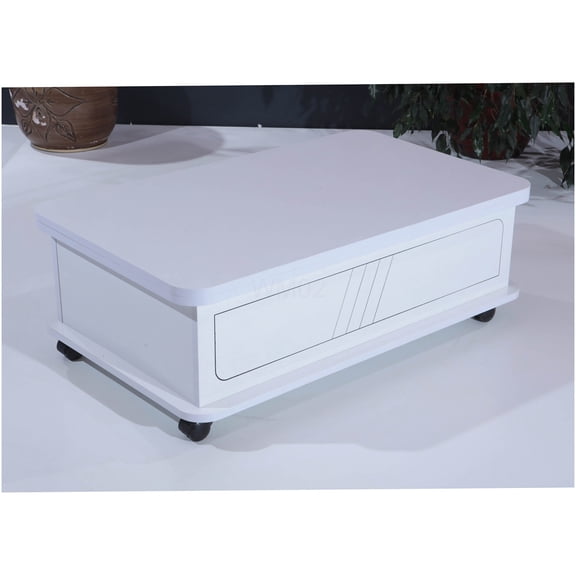 Adjustable Height Coffee Table, Modern Lift Top Living Room Table with Storage Shelf, White Wood
