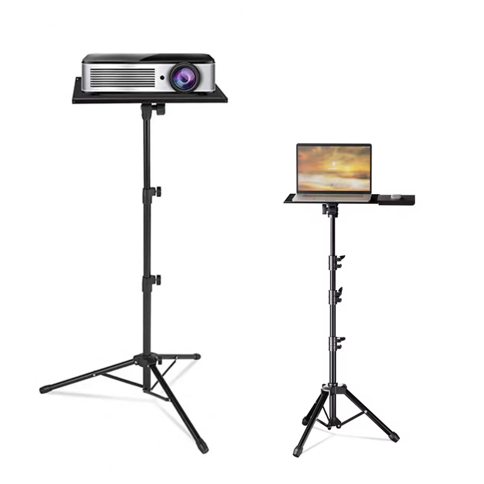 Adjustable Height & Collapsible Design Laptop and Projector Stand - Portable Tripod Floor Mount for Office, Home, Studio - 26-63 Inch Range - Black
