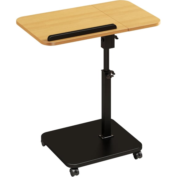 Adjustable Height Couch Tables That Slide Under Sofa, 180 Swivel Modern TV Tray Table with Wheel, c Shaped End Table for Couch, c Tables for Small Place, Mobile Standing Desk for Livingroom Bedroom