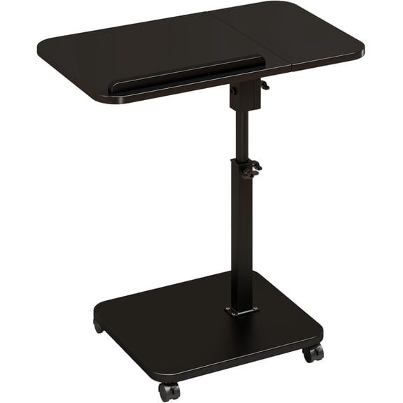 Adjustable Height Couch Tables That Slide Under Sofa, 180 Swivel Modern TV Tray Table with Wheel, c Shaped End Table for Couch, c Tables for Small Place, Mobile Standing Desk for Livingroom Bedroom